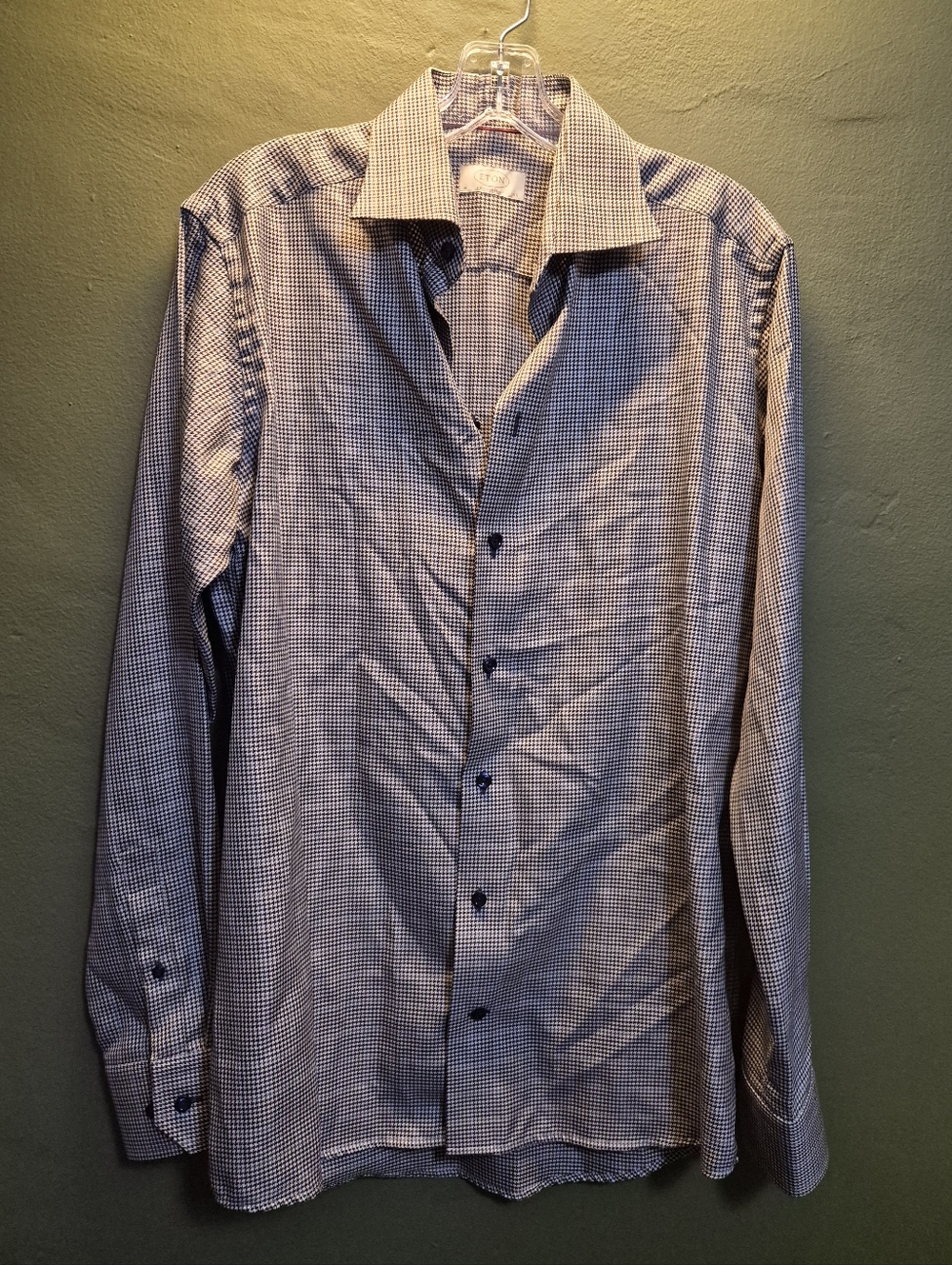Eton Contemporary Fit Houndstooth Dress Shirt Size 15.5 / 39